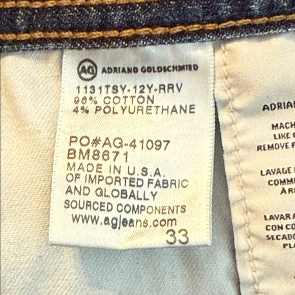 AG Jeans Men's The Matchbox Slim Straight Distressed Blue Jeans Size 33x33 - Picture 9 of 11